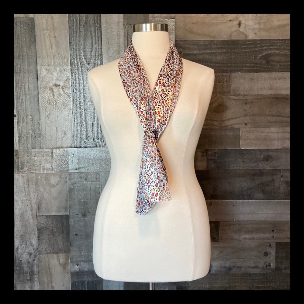 Sheer satin metallic scarf leopard print dark feminine resortwear euro summer